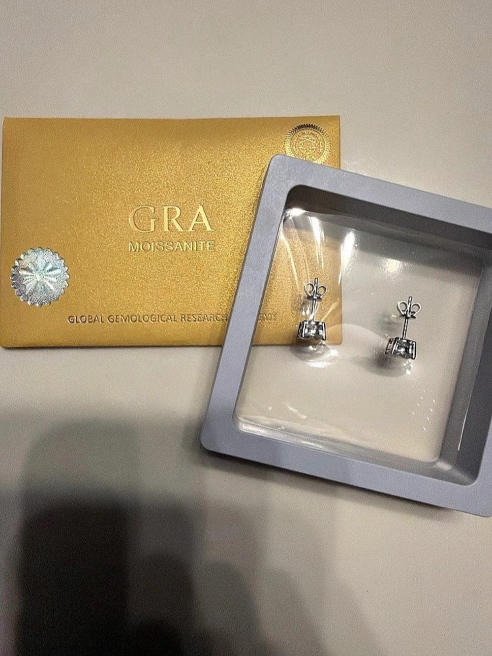GRA Moissanite Cubic Zirconia Stud Earrings in Silver NWT